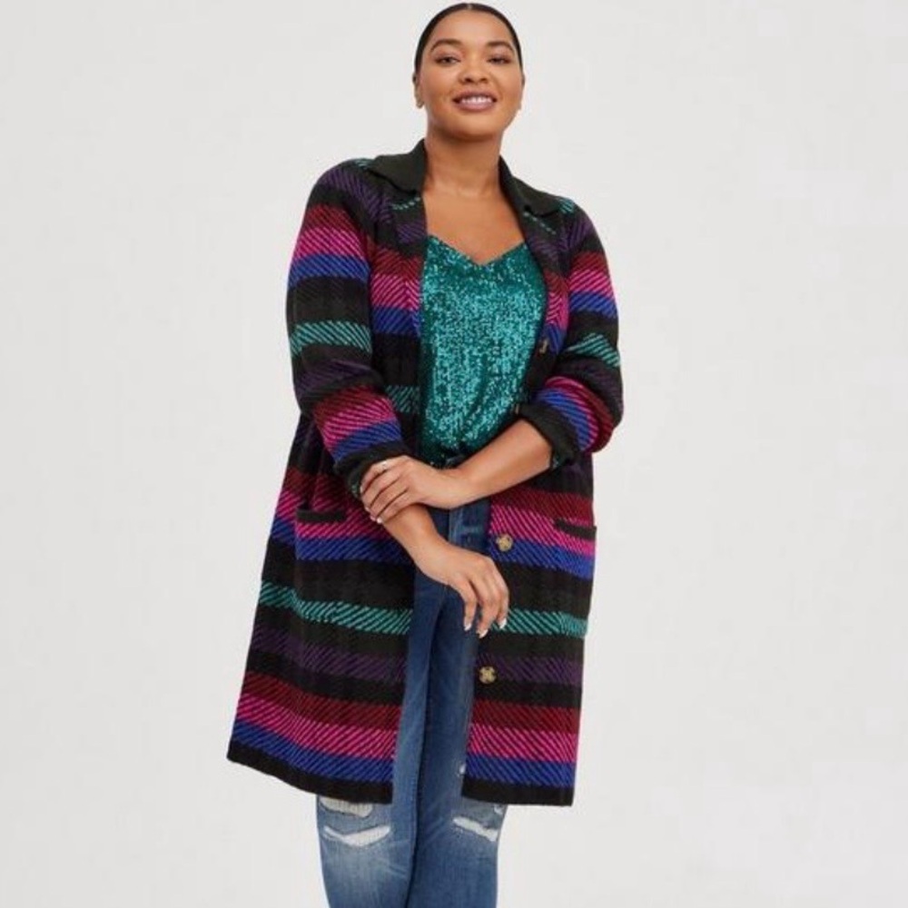 Torrid Coatigan Collared Sweater Womens 3X Mulitcolor Cardigan Button Up Coat